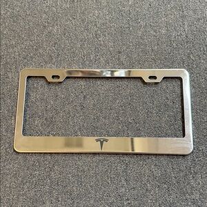 Tesla Chrome Silver Metal License Plate Frame